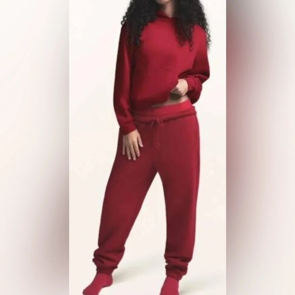 SKIMS Red Hoodie and Joggers